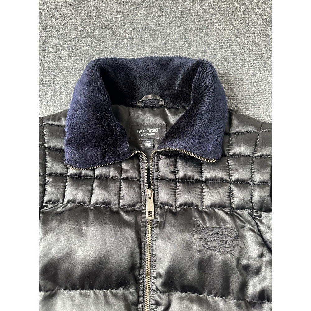 Womens Ecko Red Puffer Bomber Jacket‎ Black Fur Collar, Size S - Picture 3 of 6